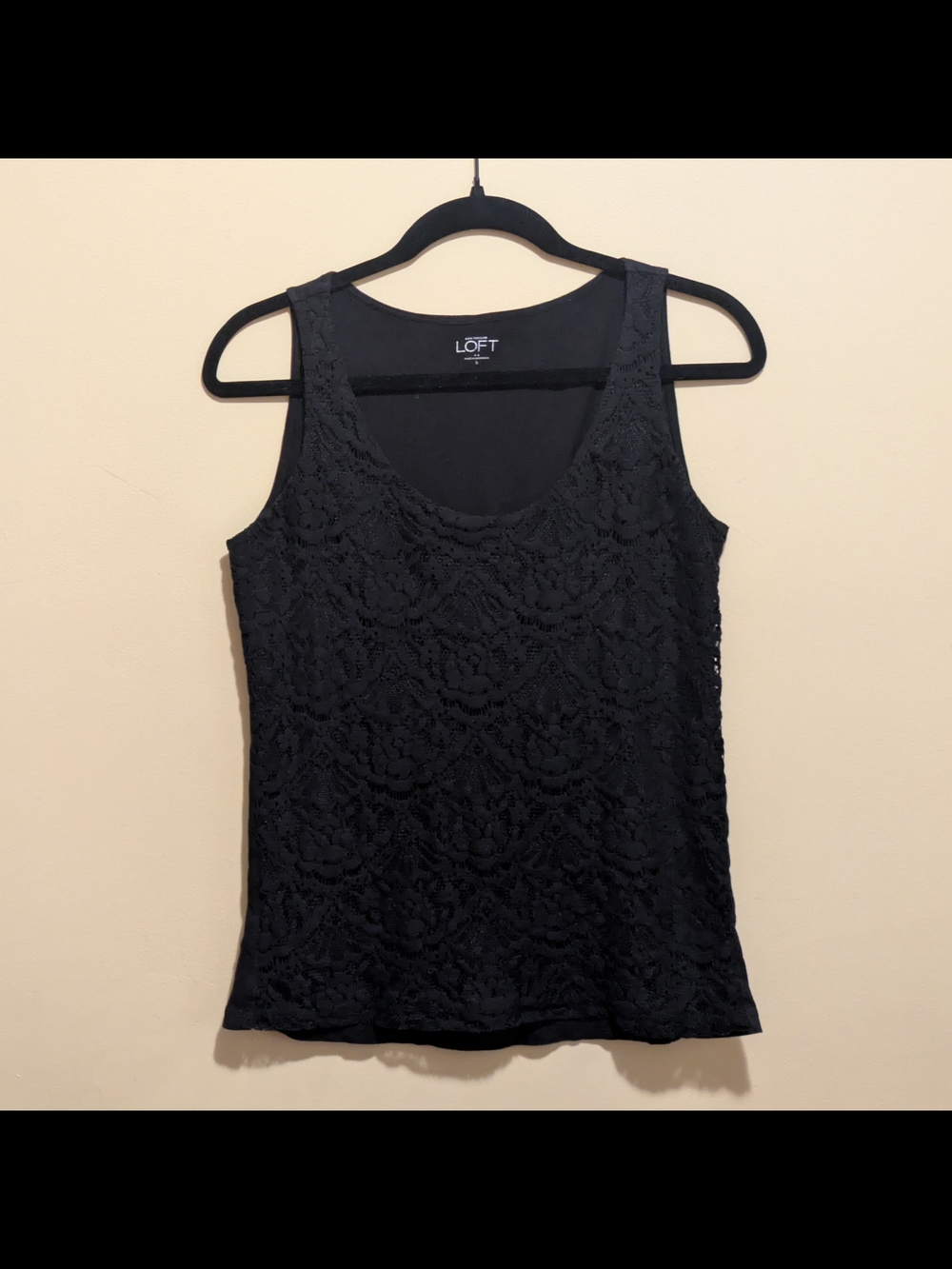 LOFT Black Lace Scoop-neck Tank | Women's S